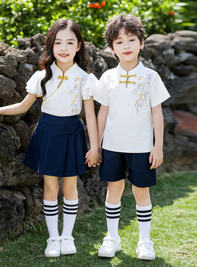幼儿园园服大班毕业服小学生夏季古风校服夏装汉服儿童班服表演服