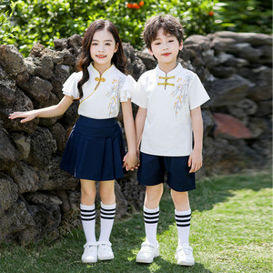 幼儿园园服大班毕业服小学生夏季古风校服夏装汉服儿童班服表演服