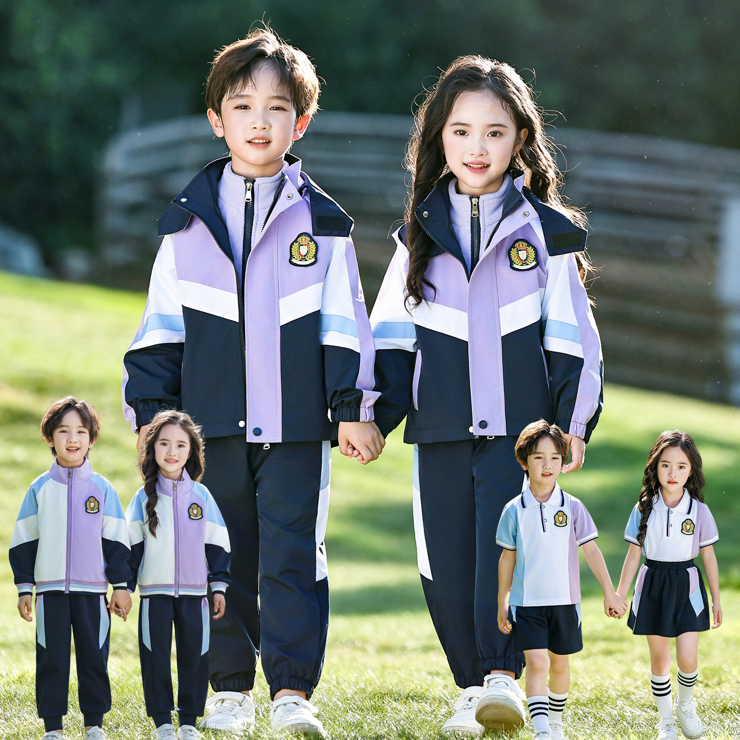 幼儿园园服春秋冬季冲锋衣三五件套装一年级运动会小学生校服班服