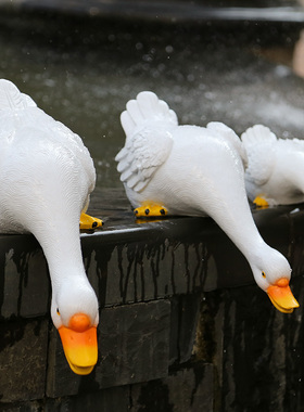 仿真鸭子树脂白鹅花园造景摆件