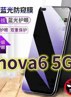 适用华为nova65G蓝光防窥膜WLZ-AN00防偷窥钢化膜NOVA64G手机膜黑边防偷看Nova6se抗兰光全屏防摔护眼保护膜