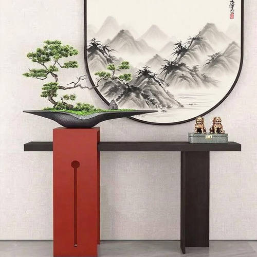 新中式艺术玄关古典风端予岑实木过道玄关台装饰桌简约靠墙装饰柜