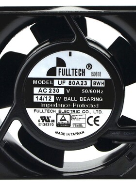 台湾 UF-80A23BWH/BTH AC230V 机柜配电箱散热风扇