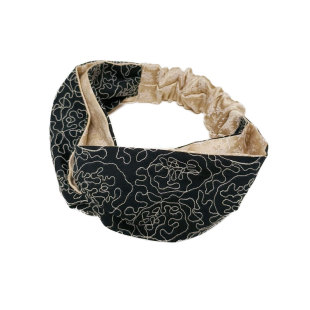 日本皆川明风格 简约拼色发箍宽边交叉发带84 刺绣布艺发饰日式