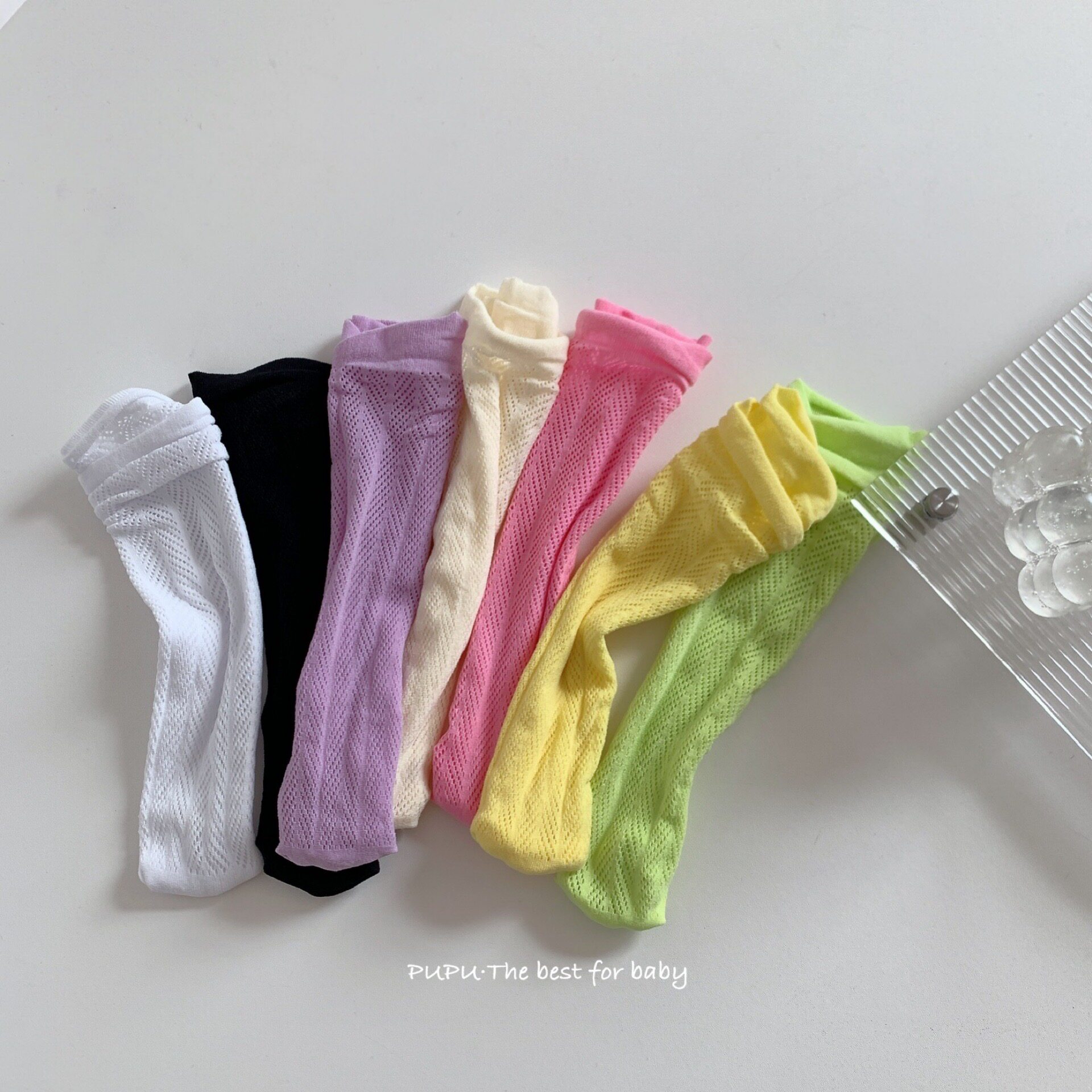 女童袜子夏季薄款网眼袜糖果色儿童堆堆袜天鹅绒冰冰袜丝袜中筒袜