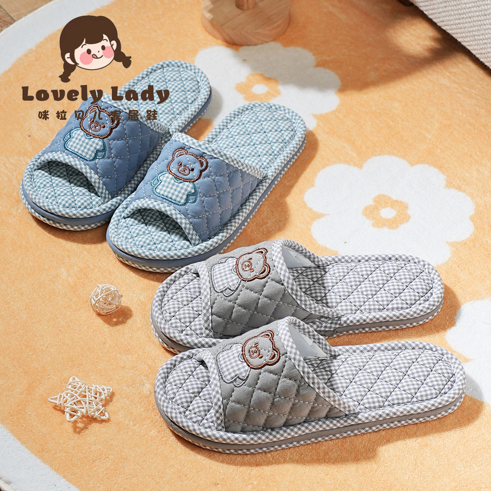 新款纯棉布艺加厚三层布底静音防滑男女情侣亲子款居家地板拖鞋,居家布艺,居家棉拖/棉鞋,淘宝优惠券,粉丝福利购,淘宝优惠卷
