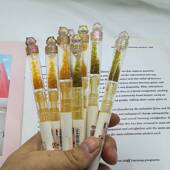 创意小熊入油流沙笔高颜值学生速干中性笔ins风刷题笔黑笔扭扭笔