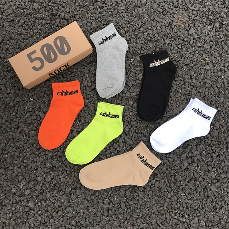 4双装美式街头潮牌字母春夏yeezy短袜 350搭配椰子男女棉袜子