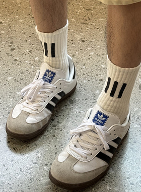 新品硅胶标复古三条杠男女袜子搭配球鞋运动FOG美式街头篮球长袜