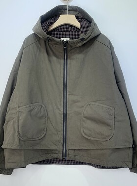 雪蓝杉军绿连帽拉链保暖女棉服