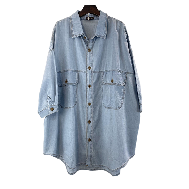 夏季短袖牛仔柔软舒适长款上衣