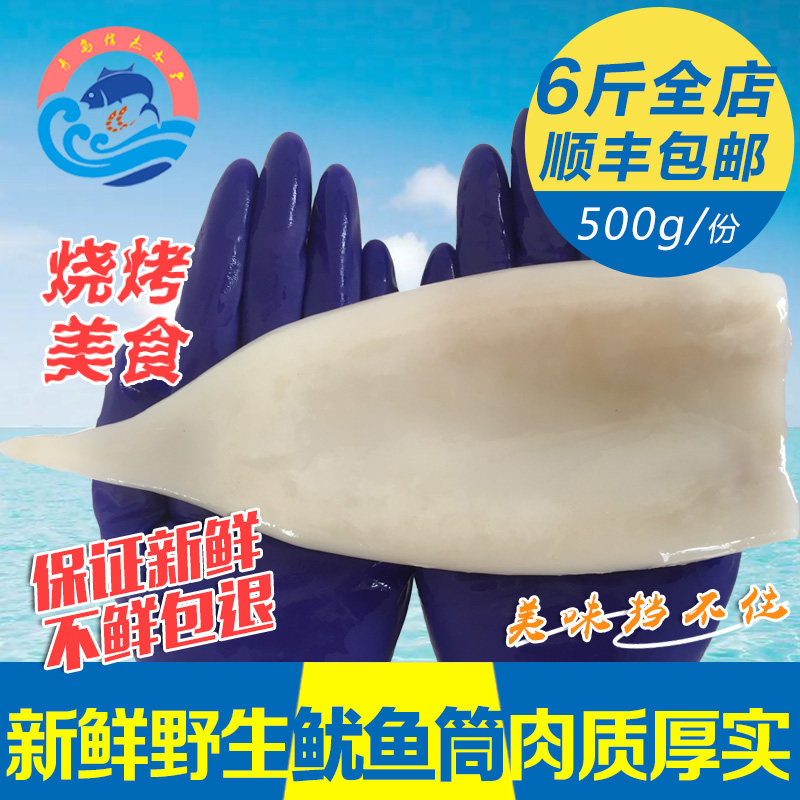 青岛新鲜鱿鱼筒去皮目鱼筒包邮鲜活海鲜冷冻水产鱿鱼桶野生墨鱼筒图片