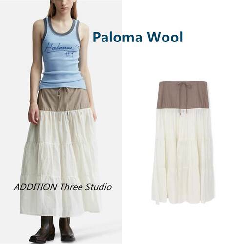 折扣 Paloma Wool 24夏季新款休闲百搭微透拼接系带宽松半身裙女