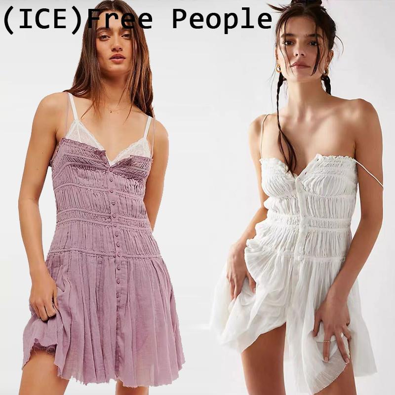 Ice买手店正品Free People短裙25新款褶皱抹胸两穿吊带洋装女