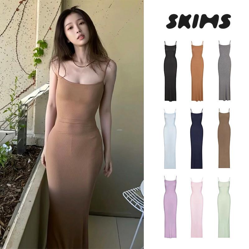 skims洋装虞书欣同款塑身衣纯欲性感吊带包臀裙女
