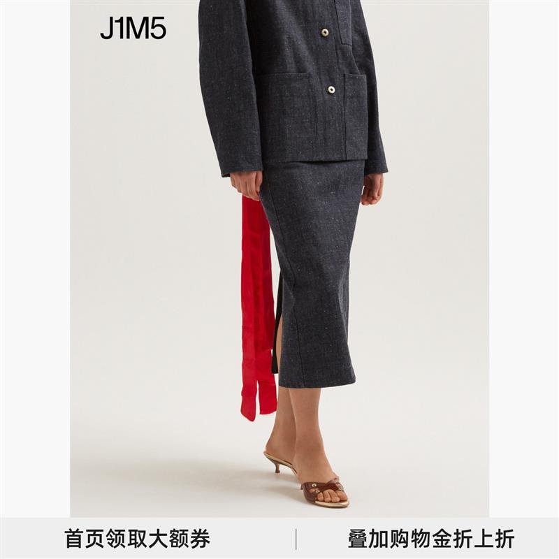 J1M5买手店 SAMUEL GUI YANG 23秋冬新品后开叉牛仔半身裙