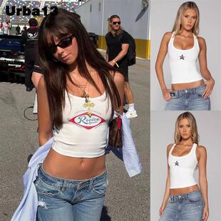 Urba13买手店正品现货Revice denim立体星星刺绣背心螺纹工字上衣