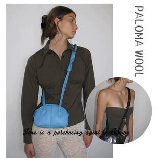 国现 西班牙直邮 PALOMA WOOL 高级油蜡牛皮半圆拉炼斜挎单肩包
