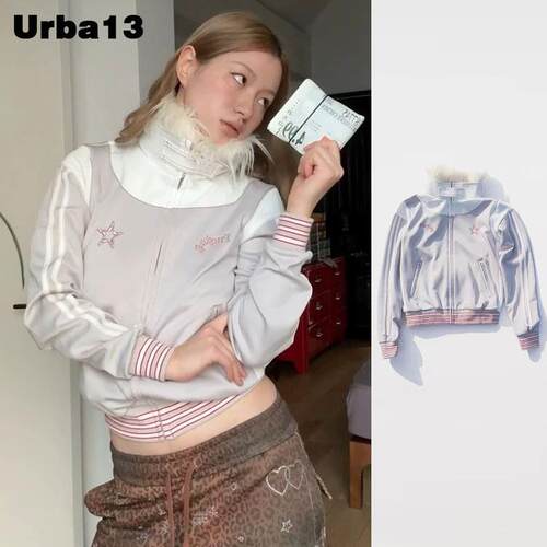 Urba13买手店正品praying外套星星刺绣可拆卸毛领运动拉炼夹克
