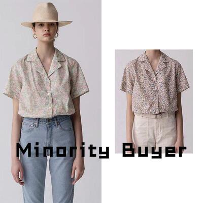 现货 买手店 Urbanic30 复古文艺浪漫度假风印花翻领短袖衬衫上衣