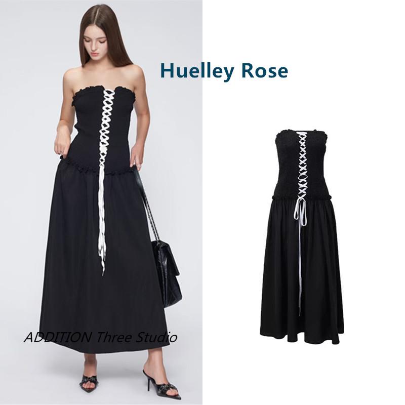 越南 Huelley Rose 24春夏款性感辣妹抹胸一字肩绑带收腰连衣裙女