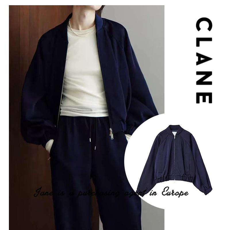 国现 日本直邮 CLANE 松本惠奈圆领缎面光泽感拉炼棒球夹克外套
