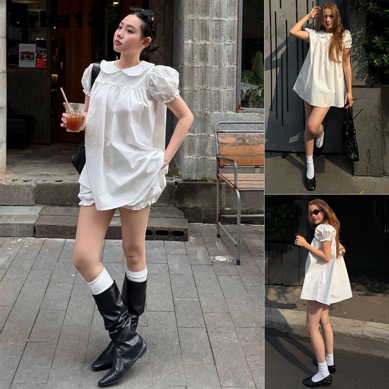 Urba13买手店正品在途Killsystem甜美可爱娃娃领泡泡袖宽松洋装