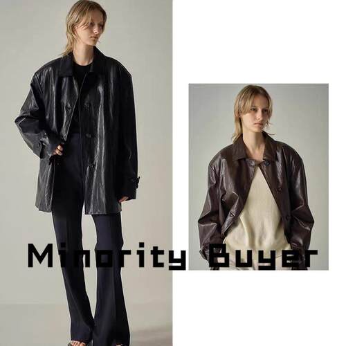 现货 买手店 FACADE PATTERN 25年新款皮衣女单排扣极简风外套