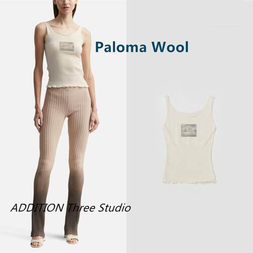 折扣 Paloma Wool 夏款圆领汽车印花修身弹力无袖背心吊带上衣女