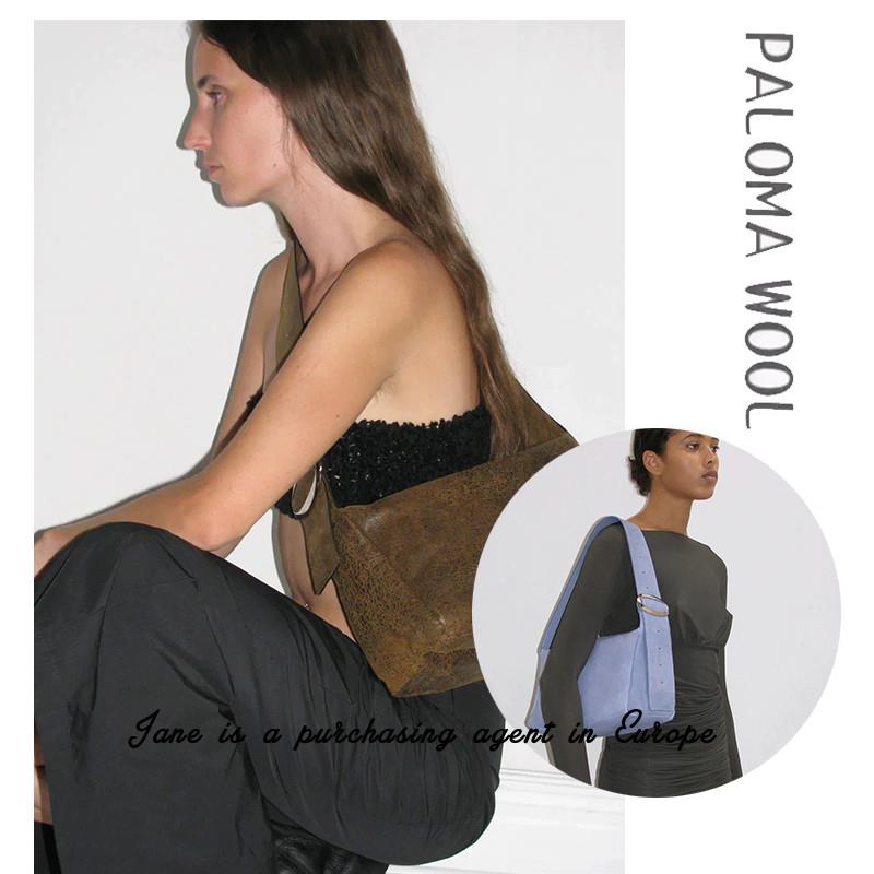 国现 西班牙直邮 PALOMA WOOL 23SquareTeabag复古羊皮方形斜挎包
