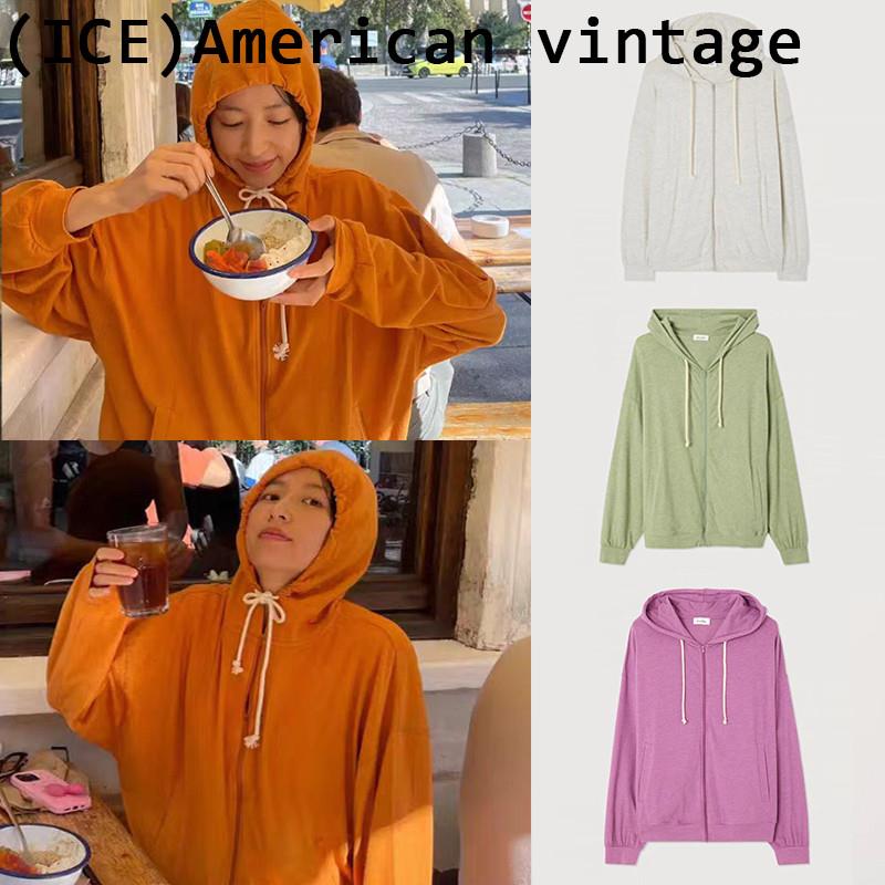 Ice买手店正品折扣American vintage卫衣周雨彤同款拉链连帽衫女