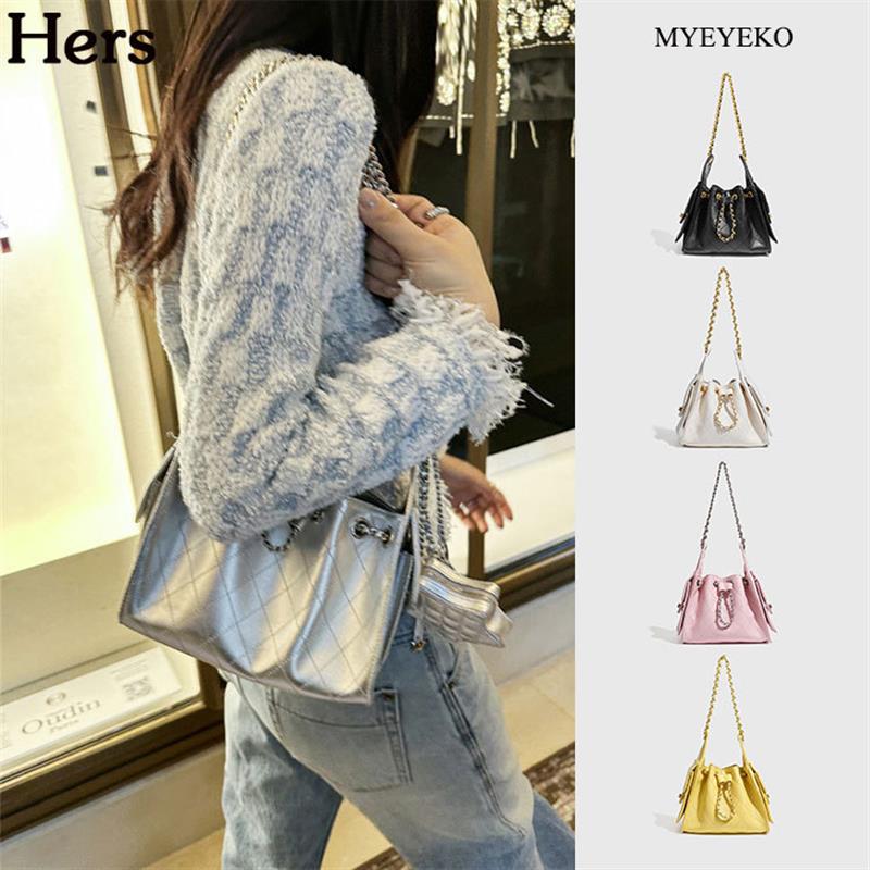 正品MYEYEKO韩国品牌小香风菱格链条双肩腋下斜挎包女