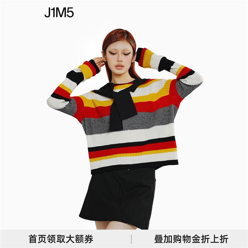 J1M5买手店 DEEPMOSS 23秋冬复古条纹海军领羊毛衫设计师品牌