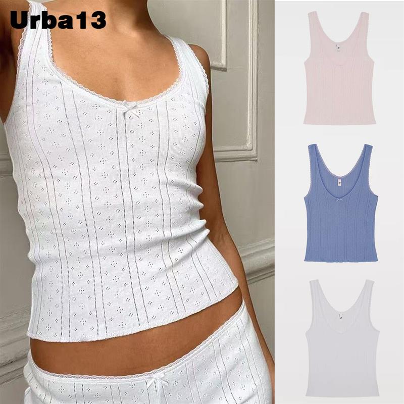 Urba13买手店正品现货Coucou 吊带有机棉柔软吊带镂空碎花背心女