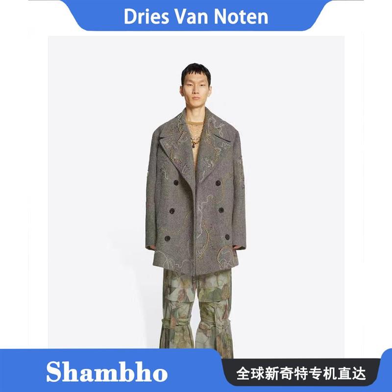 Shambho正品 白敬亭同款超重工手工钉珠羊毛大衣