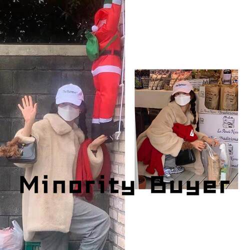 现货 买手店 MONE 22秋冬环保白熊皮草保暖中长版毛茸大衣外套