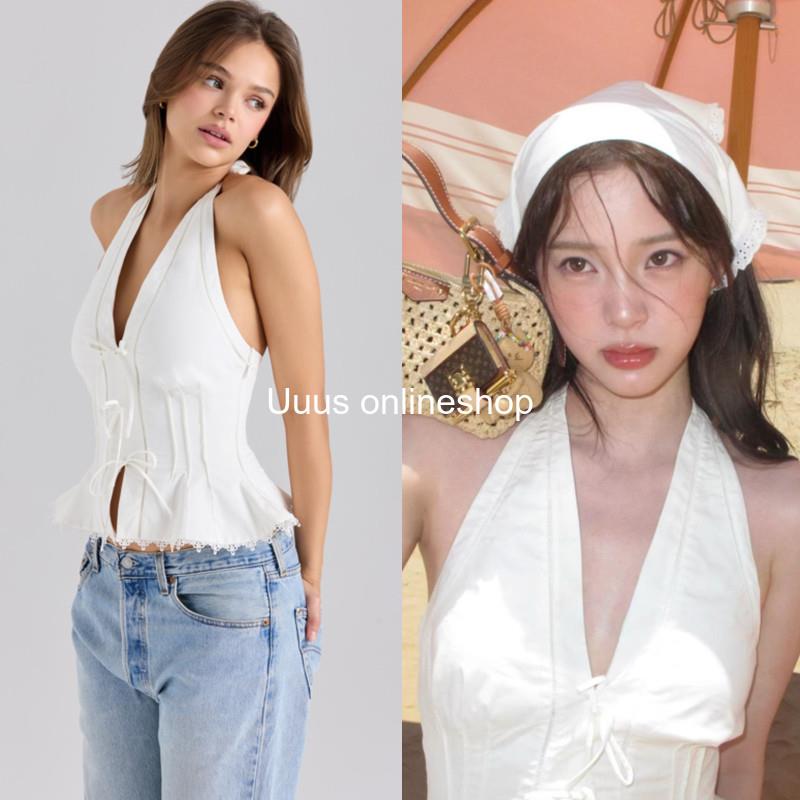 买手店正品House of cb欧阳娜娜同款修身气质显瘦挂脖抹胸上衣女