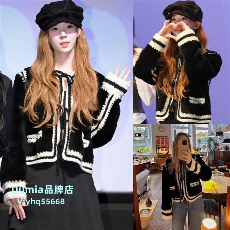 现货 Sea New York 金玟庭同款羊毛钩针系带拼接皮草夹克短外套女图片