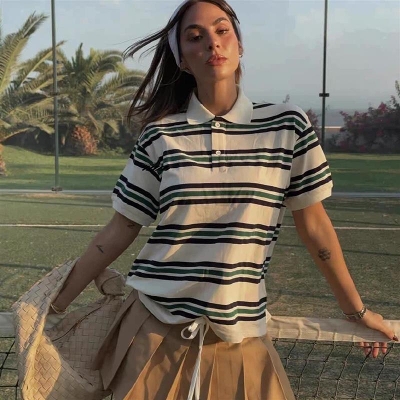 现货正品 Lioness 陈慧琳同款美式学院风撞色条纹休闲短袖T恤男女