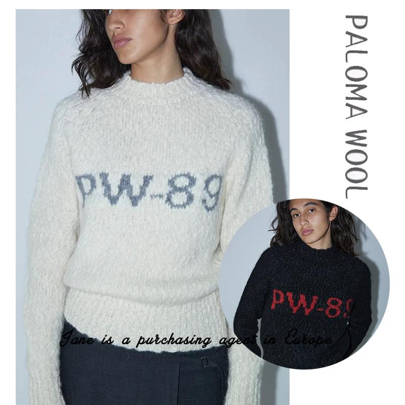 国现 PALOMA WOOL 24秋季西班牙羊毛混纺针织字母印花毛衣套头衫