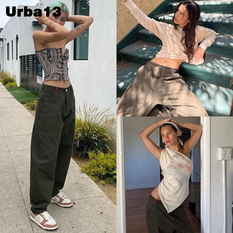 Urba13买手店正品现货adrian长裤直筒军绿低腰工装裤牛仔裤休闲裤