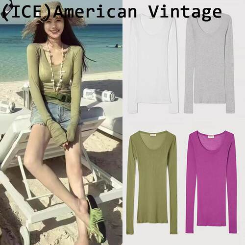 Ice买手店折扣American vintage上衣赵露思同款圆领打底长袖T恤