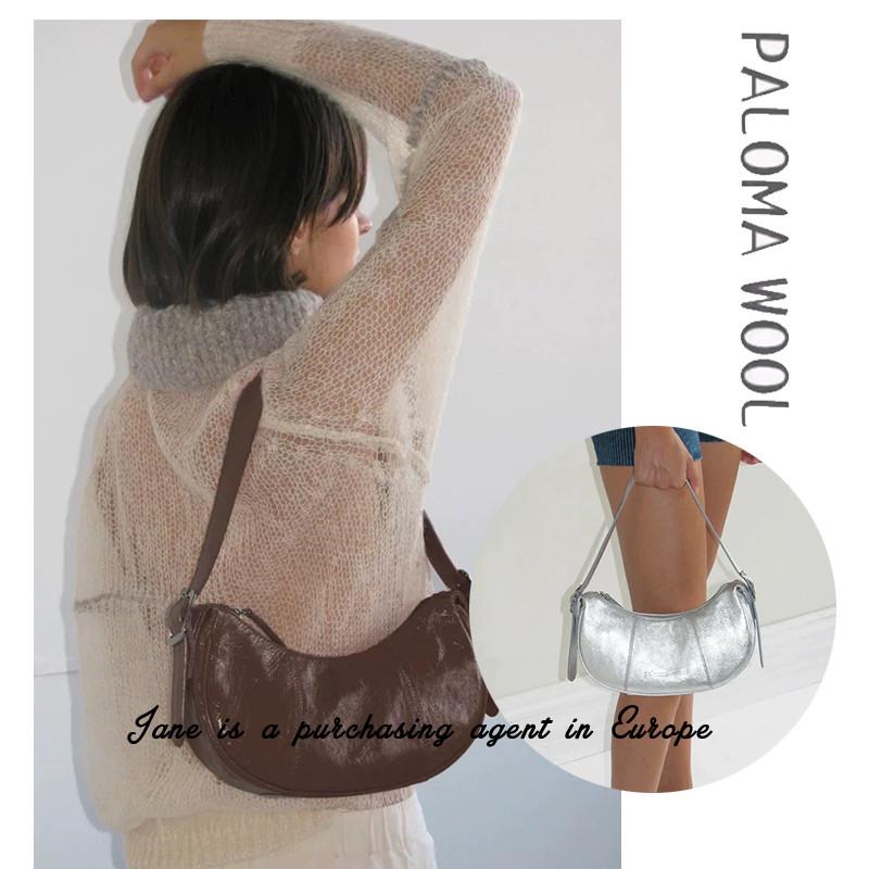 国现 西班牙直邮 PALOMA WOOL 小巧油腊牛皮弯月腋下单肩斜挎包