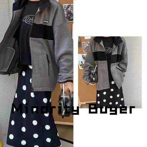 现货买手店 Ethor 25春款拼色休闲夹克外套摇粒绒拉炼上衣女潮