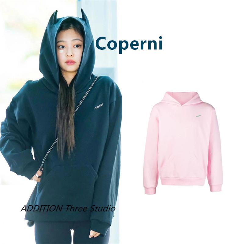现货 Coperni 秋冬款纯色小恶魔角连帽宽松套头长袖卫衣Jennie同