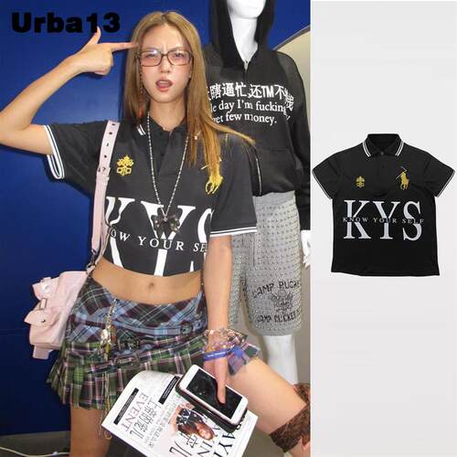 Urba13买手店现货正品praying短袖字母印花上衣polo领修身T恤