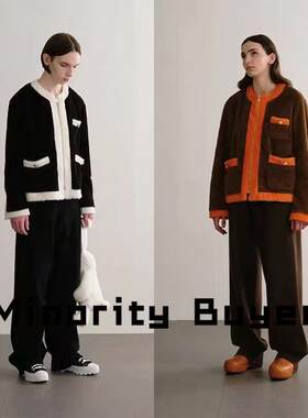 Minority韩国买手 TRUNK PROJECT 21秋冬新款小香风拼色拉炼夹克