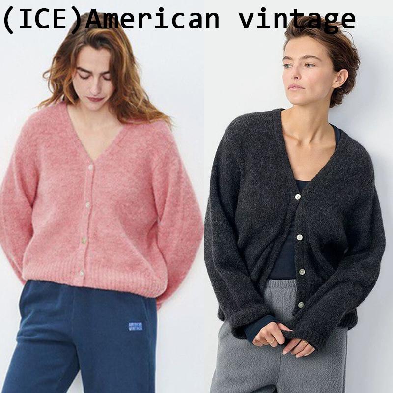 Ice买手店现货正品American vintage针织衫纯色休闲宽松V领开衫