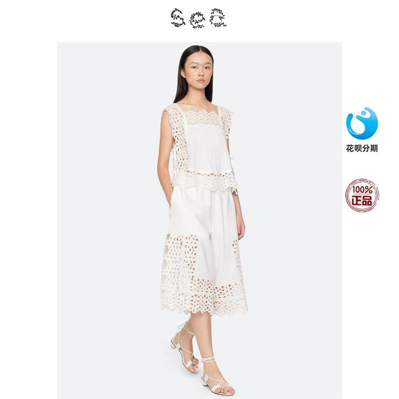 Sea New York 法式浪漫镂空蕾丝拼接无袖上衣阔腿裤图片