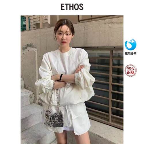ETHOS 车静媛同款宽松圆领冲锋衣长袖宽松防晒衫上衣
